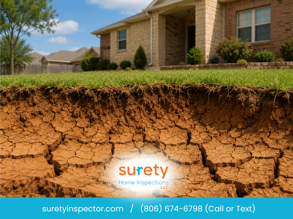 Expansive North Texas clay soil beneath a Bedford TX home illustrating how seasonal soil movement can affect residential foundations